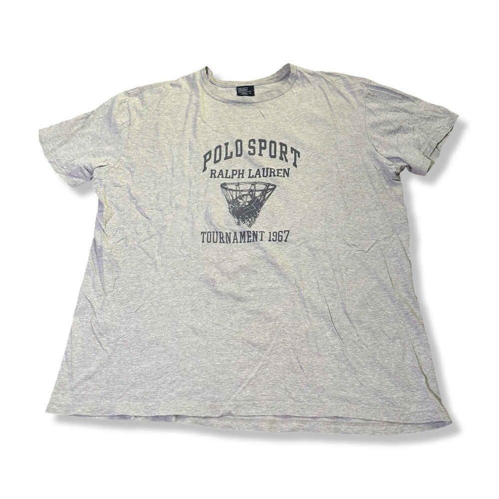 Vintage Y2K Polo Sport Tournament Basket Gray Graphic T Shirt Size XL